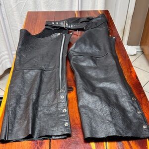 Black Leather Chaps with Zipper Accents BRAND NEW- NEVER WORN